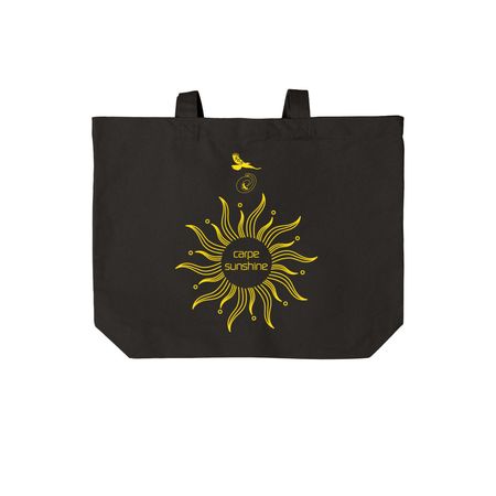 Carpe Sunshine Tote, a Deep Black Cotton Canvas Tote Bag
