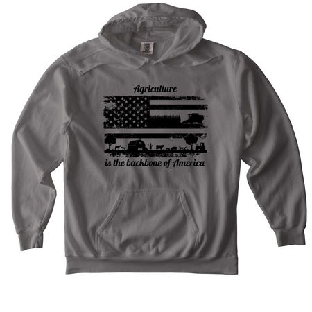 Agriculture: Backbone of America, a Grey Comfort Colors Pullover Hoodie