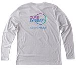 LOVE HOPE CURE, a Heather White Triblend Long Sleeve Tee (back-view)