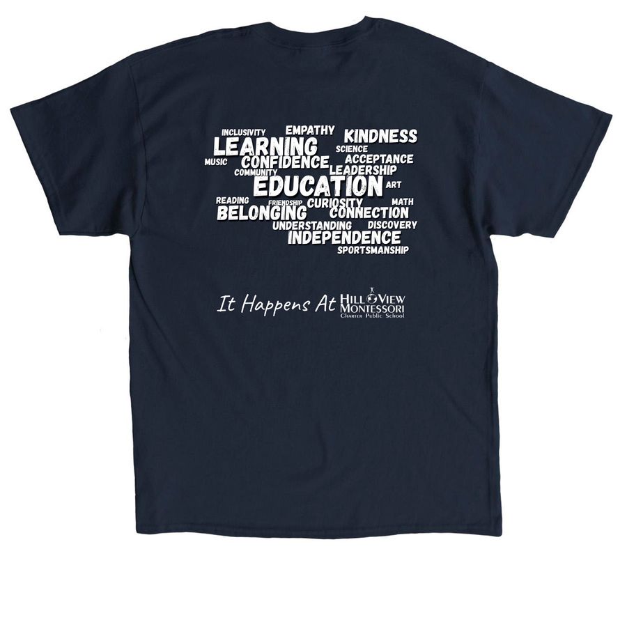 Hill View Montessori Store, a Navy Classic Unisex Tee (back-view)