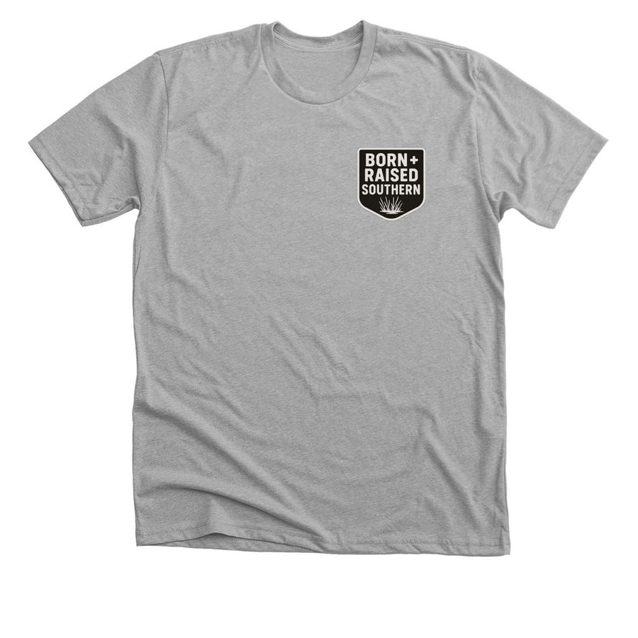 Born + Raised Southern, a Athletic Heather Premium Unisex Tee