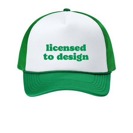 Licensed to Design Hat, a White/ True Kelly Green Printed Foam Trucker Hat
