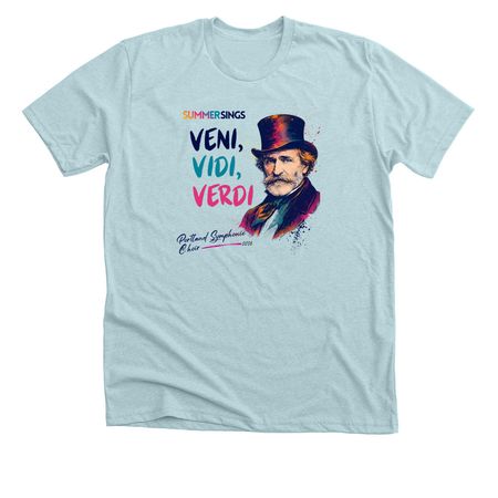 Summer Sings: Veni, Vidi, Verdi, a Heather Ice Blue Premium Unisex Tee