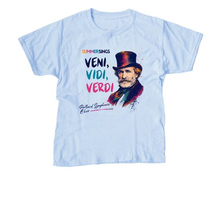Summer Sings: Veni, Vidi, Verdi, a Light Blue Youth Unisex Tee