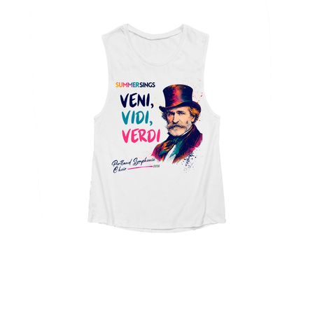 Summer Sings: Veni, Vidi, Verdi, a White Women's Muscle Tank