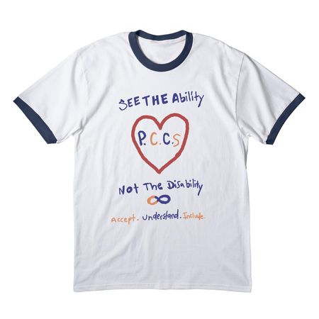 Disability Pride - Adam's Design, a White/ Navy Cotton Ringer Tee