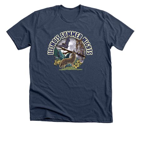 Illinois Summer Nights, a Heather Navy Premium Unisex Tee