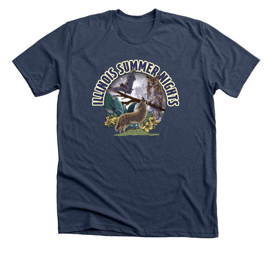 Illinois Summer Nights, a Heather Navy Premium Unisex Tee