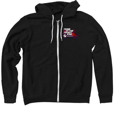 True Crime Retro Logo Zipper Hoodie, a Black Zip Up Hoodie