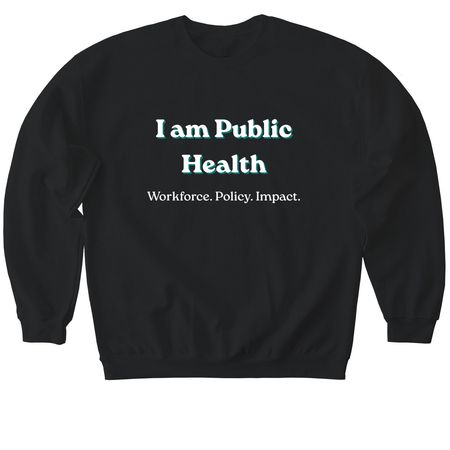 I Am Public Health., a Black Softstyle Crewneck Sweatshirt