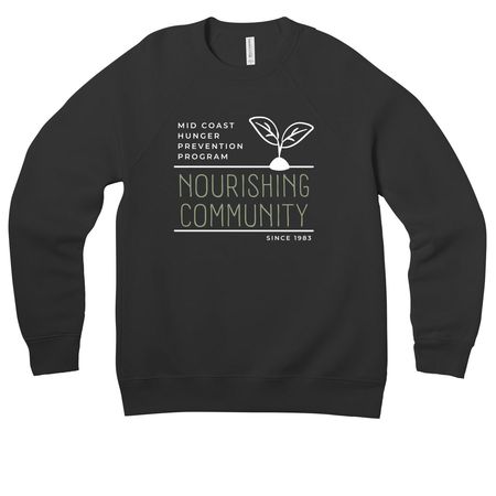 Nourishing Tagline (Dark Fabrics), a Black Premium Raglan Crewneck Sweatshirt