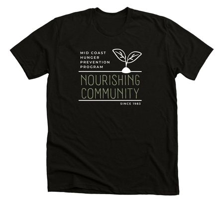 Nourishing Tagline (Dark Fabrics), a Black Heather Premium Unisex Tee