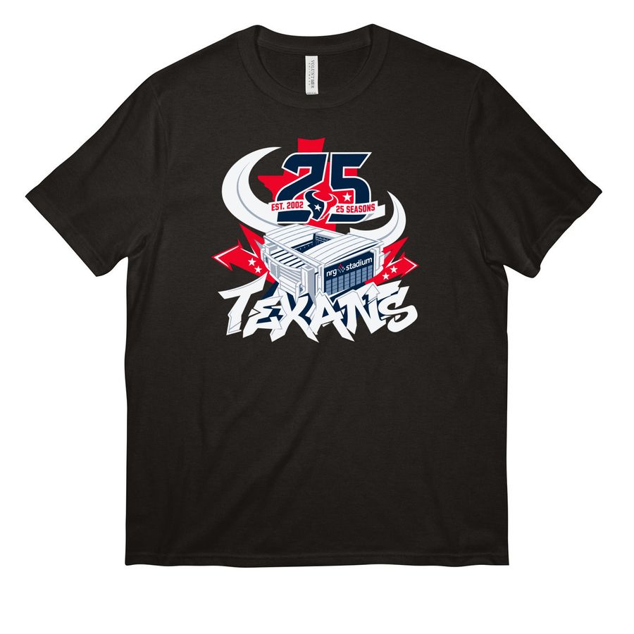 Est 2002 Texans 25 Seasons Shirt, a Deep Black All-American Unisex Tee