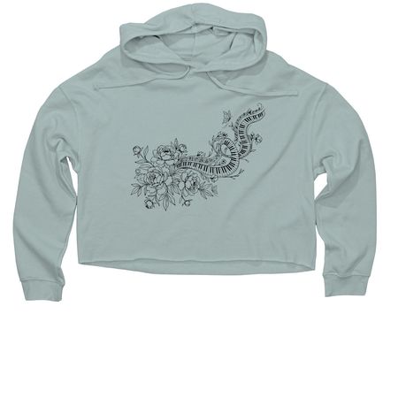 Peonies and Pianos, a Sage Women?s Lightweight Cropped Hoodie