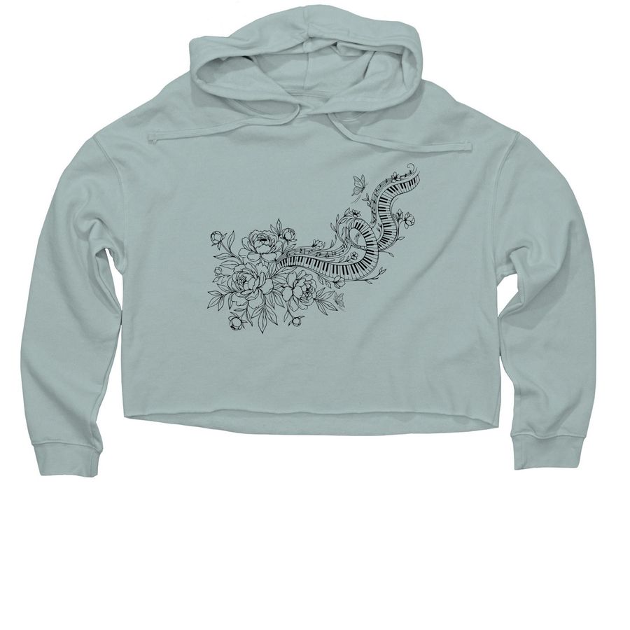 Peonies and Pianos, a Sage Women?s Lightweight Cropped Hoodie
