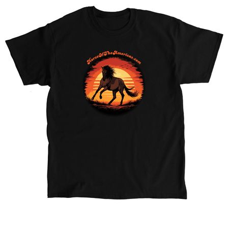 Horse of the Americas Retro Sunset, a Black Classic Unisex Tee