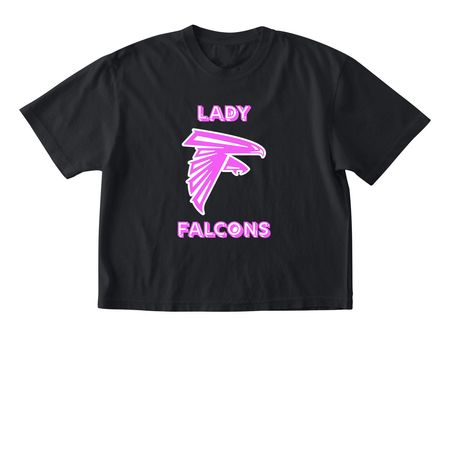 Pink Lady Falcons, a Black Comfort Colors Boxy Tee