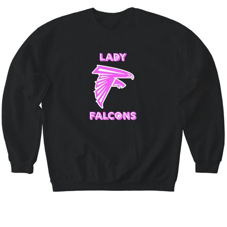 Pink Lady Falcons, a Black Softstyle Crewneck Sweatshirt