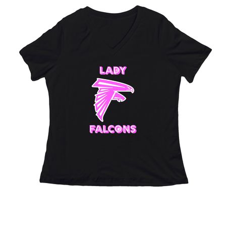 Pink Lady Falcons, a Black Women's Relaxed V-Neck Tee