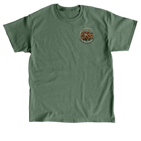 The Pioneer: The Age Of Hose Carts, a Military Green Classic Unisex Tee (back-view)