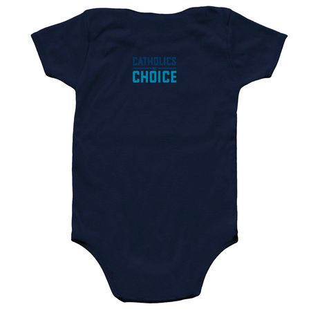 Made in God's Image Onesie, a Navy Infant Onesie (back-view)