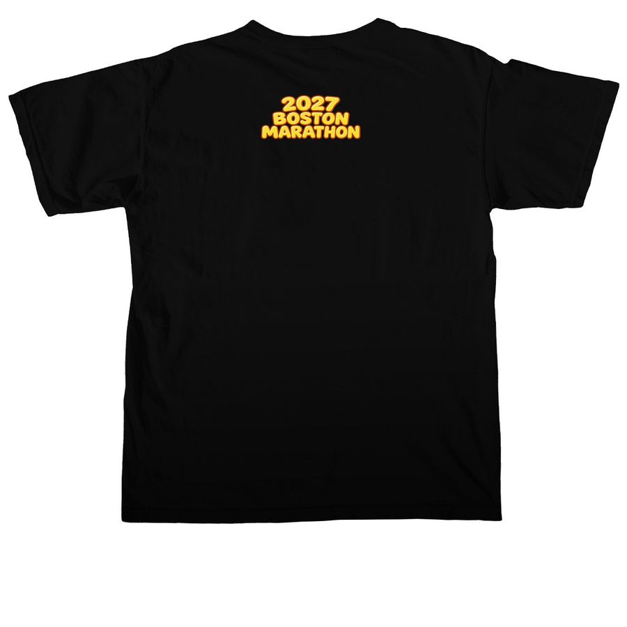 2027 Boston Marathon for Pedi Hem-Onc, a Black Comfort Colors Unisex Tee (back-view)