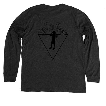 Long Sleeve Zaza Ent 01, a Dark Grey Heather Premium Long Sleeve Tee (back-view)