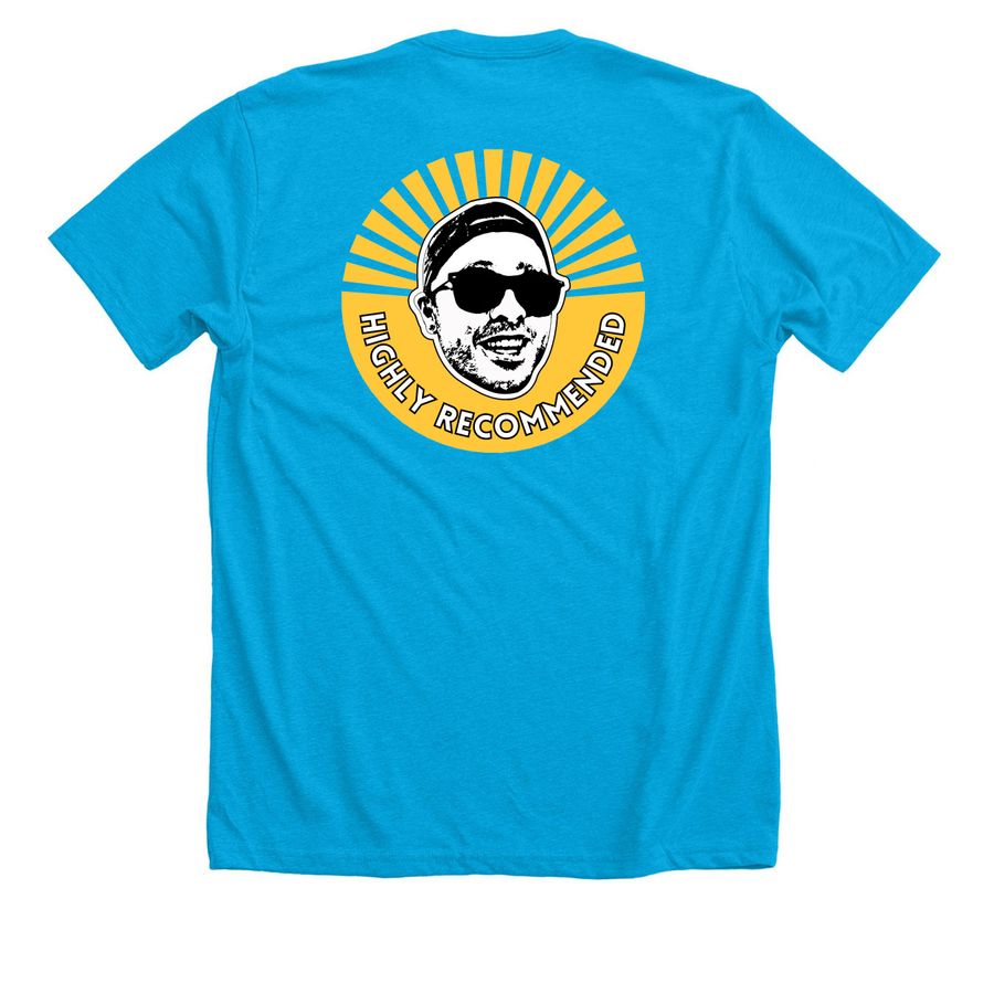 Front to Back, a Neon Blue Premium Unisex Tee