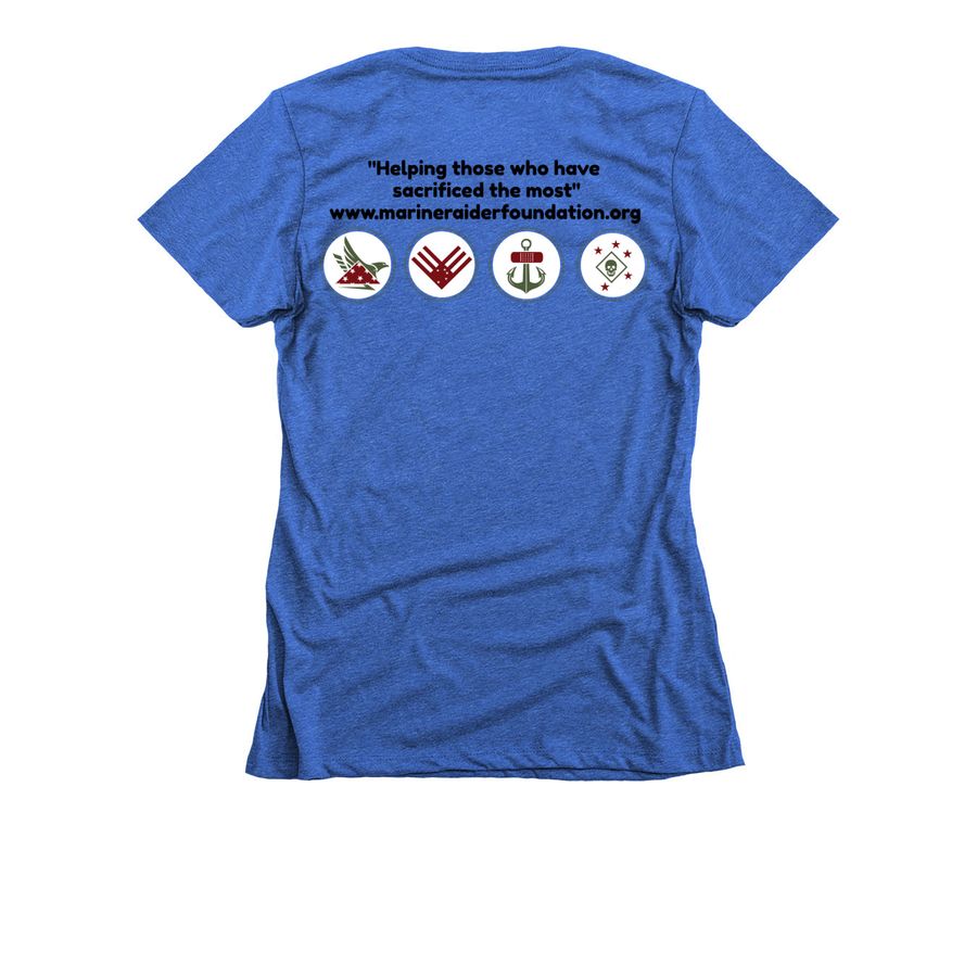Summer Gear Supporting Marine Raiders!, a Royal Women's Slim Fit Tee (back-view)