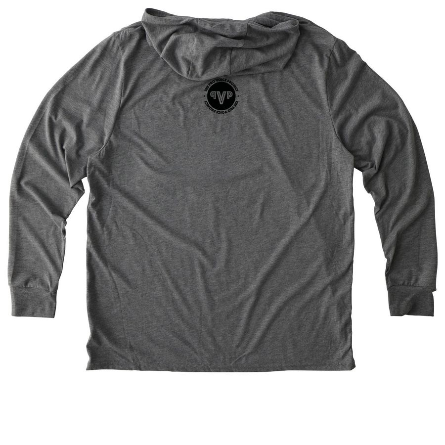 It is Better to Speak, a Aluminum Grey Allmade Eco Triblend Hoodie Tee (back-view)