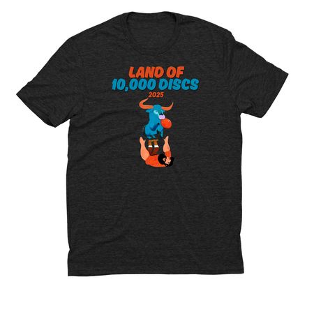 Land of 10,000 Discs 2025 Merch, a Space Black Allmade Eco Triblend Unisex Tee