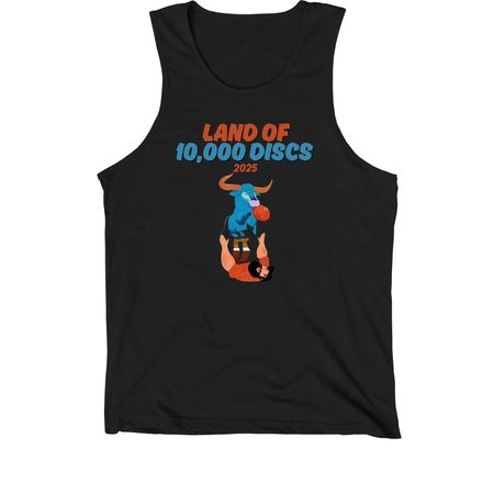 Land of 10,000 Discs 2025 Merch, a Black Premium Cotton Tank