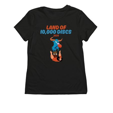 Land of 10,000 Discs 2025 Merch, a Deep Black Allmade Eco Triblend Women?s Tee