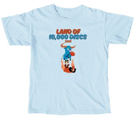 Land of 10,000 Discs 2025 Merch, a Chambray Comfort Colors Unisex Tee