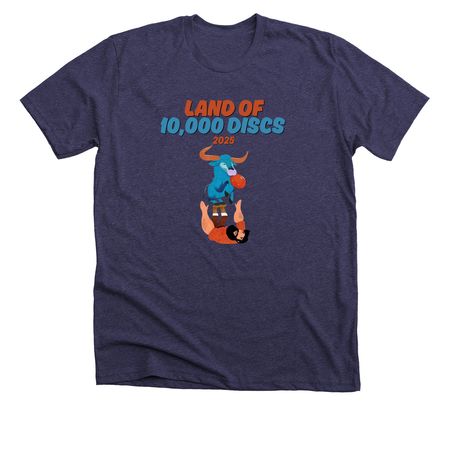 Land of 10,000 Discs 2025 Merch, a Heather Lapis Premium Unisex Tee