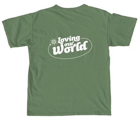 Beachpoint Loving Our World, a Hemp Comfort Colors Unisex Tee (back-view)