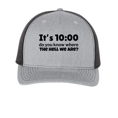 It?s 10 o?clock, a Heather Grey/ Black Printed Five-Panel Trucker Cap