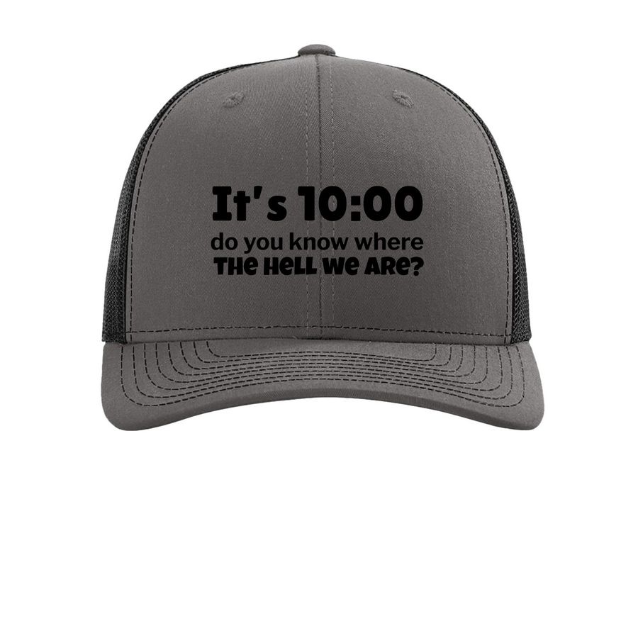 It?s 10 o?clock, a Charcoal/ Black Printed Snapback Trucker Cap