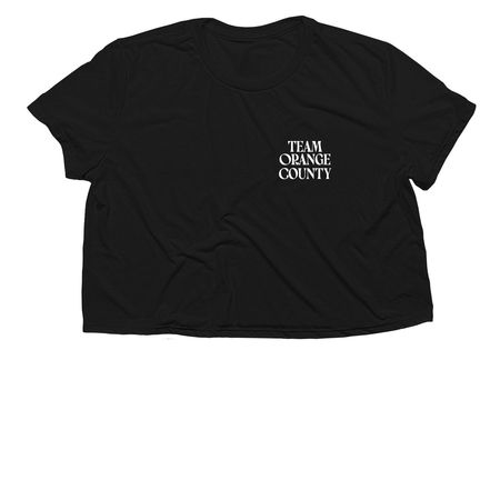 Team OC 2026, a Black Women?s Flowy Cropped Tee