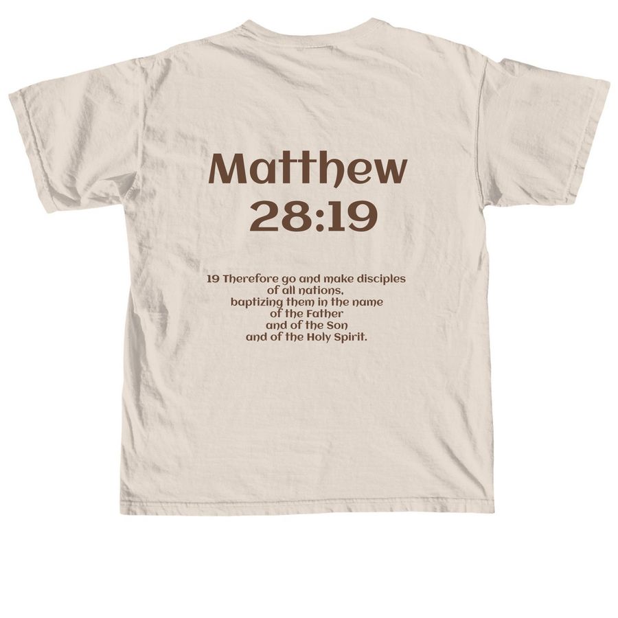 Matt. 28:19 design, a Ivory Comfort Colors Unisex Tee (back-view)