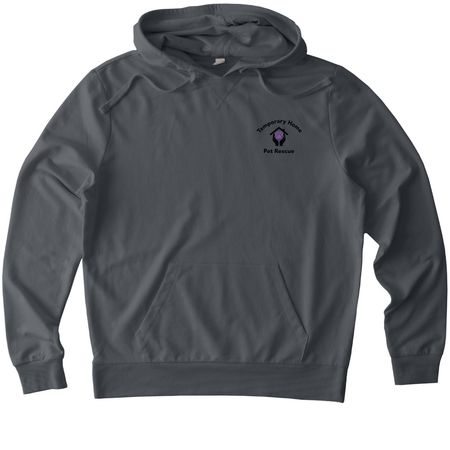 Temporary Home Pet Rescue - Black design, a Terrain Grey Allmade Organic French Terry Pullover Hoodie