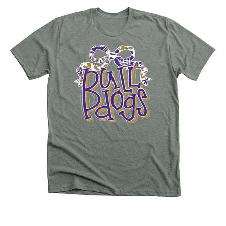 Bulldogs Stacked Bow, a Deep Heather Premium Unisex Tee