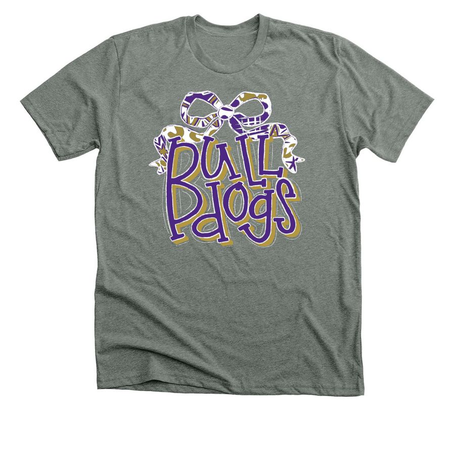Bulldogs Stacked Bow, a Deep Heather Premium Unisex Tee