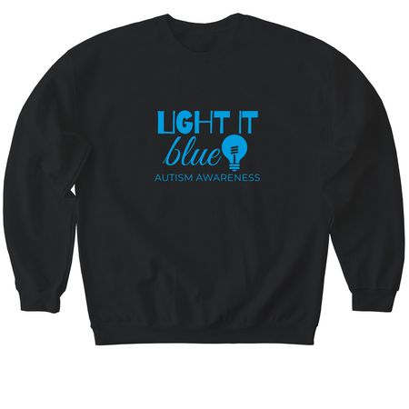 Light It Blue, a Black Softstyle Crewneck Sweatshirt