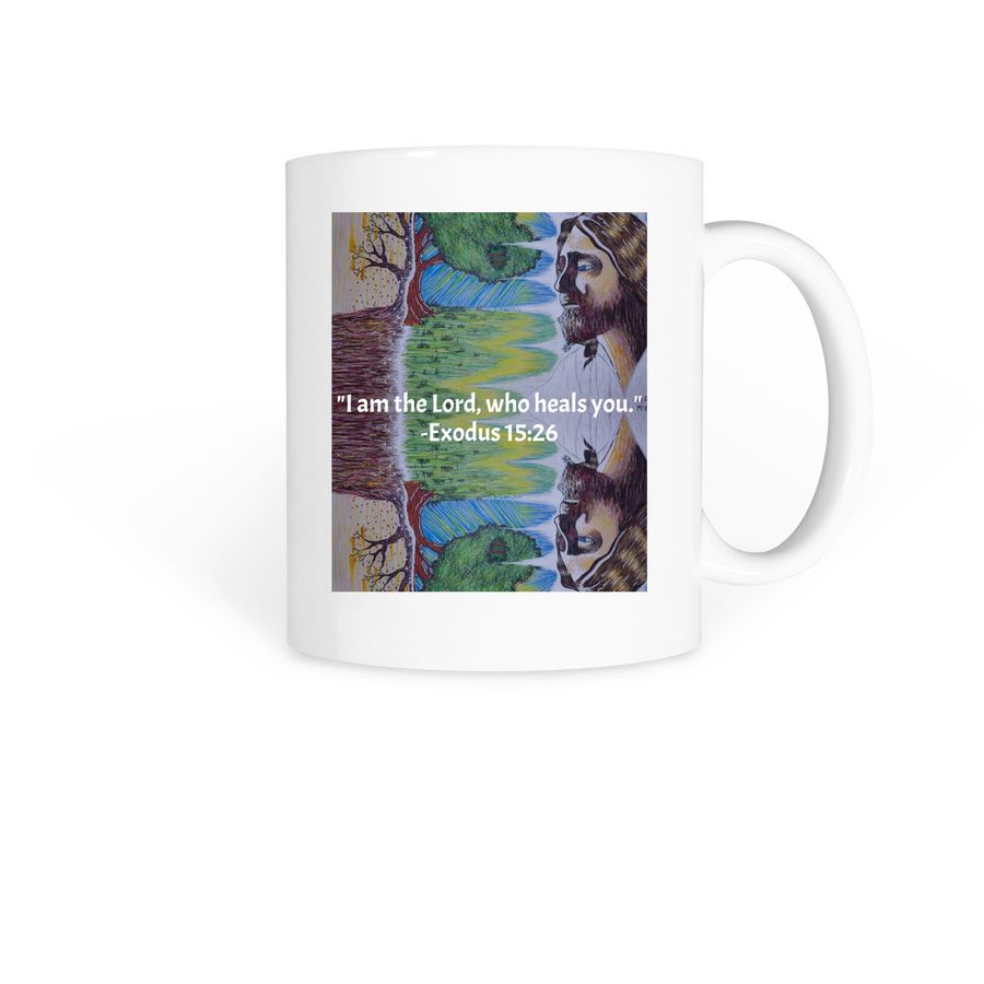 The God Who Heals, a White Coffee Mug