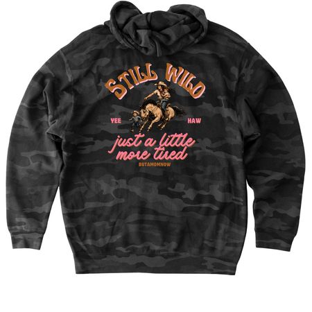 Still Wild., a Black Camo Heavyweight Camo Pullover Hoodie