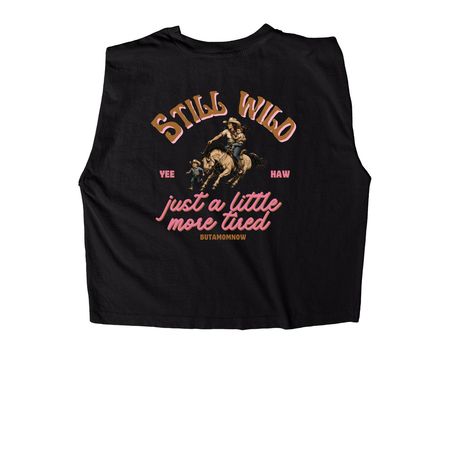Still Wild., a True Black Women's Heavyweight Garment Dye Muscle Tee