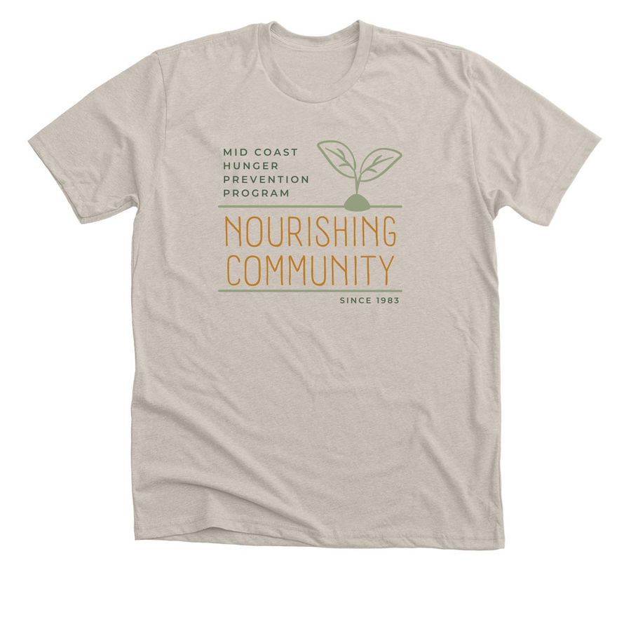 Nourishing Tagline (Light Fabrics), a Heather Dust Premium Unisex Tee