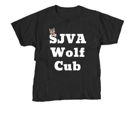 SJVA Wolf Cub, a Black Youth Unisex Tee