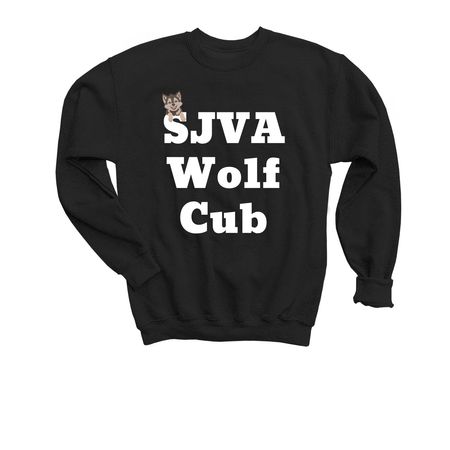 SJVA Wolf Cub, a Black Youth Crewneck Sweatshirt